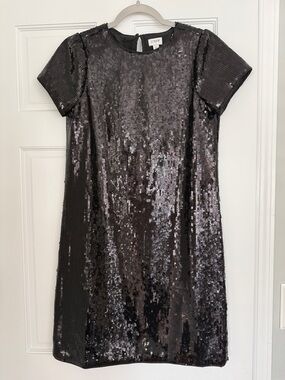 J.Crew Black Sequin Short Sleeve Shift - Size 2